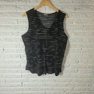 Lularoe Women Top Extra Large XL Sleeveless Quarter Zip Black Animal ANI13E
